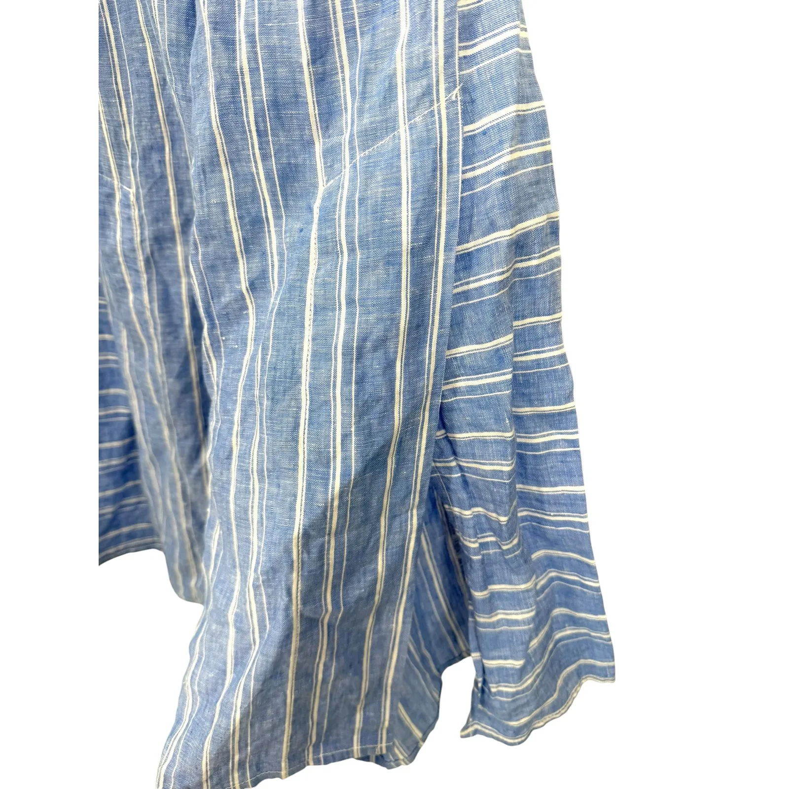 Anthropologie Ett Twa 0 blue and white striped wide-leg linen pants trousers xs - Image 3
