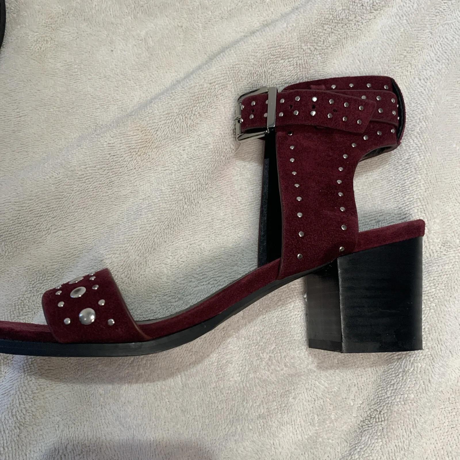 Sol Sana Women's Chunky Heel Sandals Purple Suede Studded Strappy Size 7.5 - Image 12