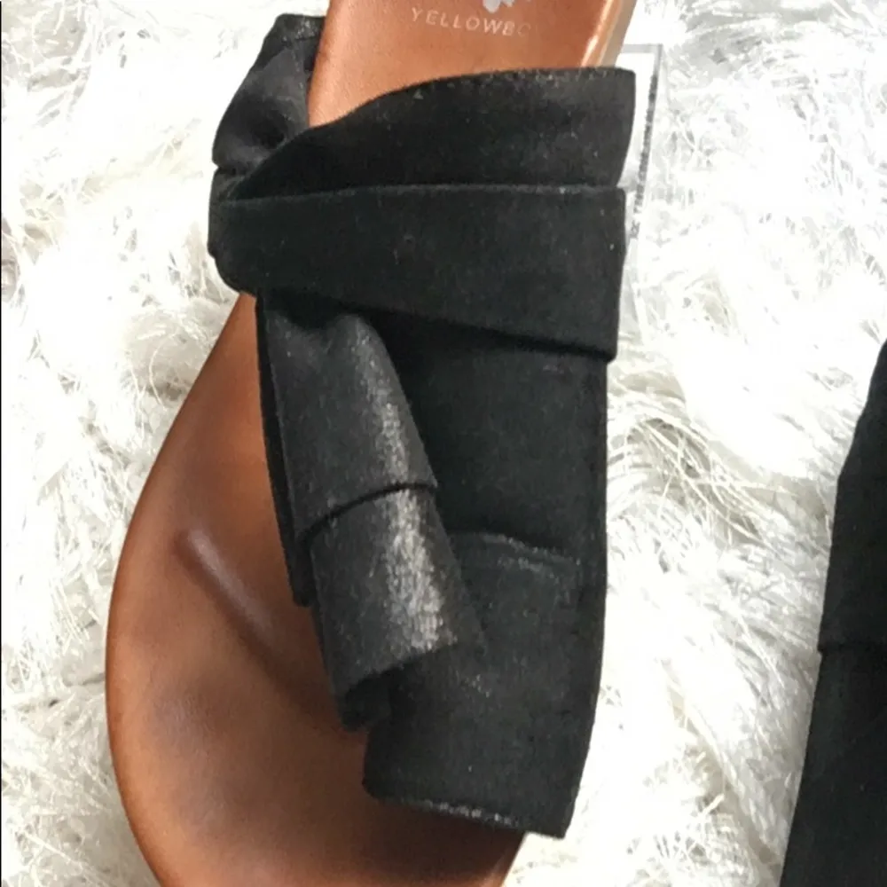 Yellow Box  Women’s Black Structured Ruffle Toe-Loop Slip On Sandals - Image 6