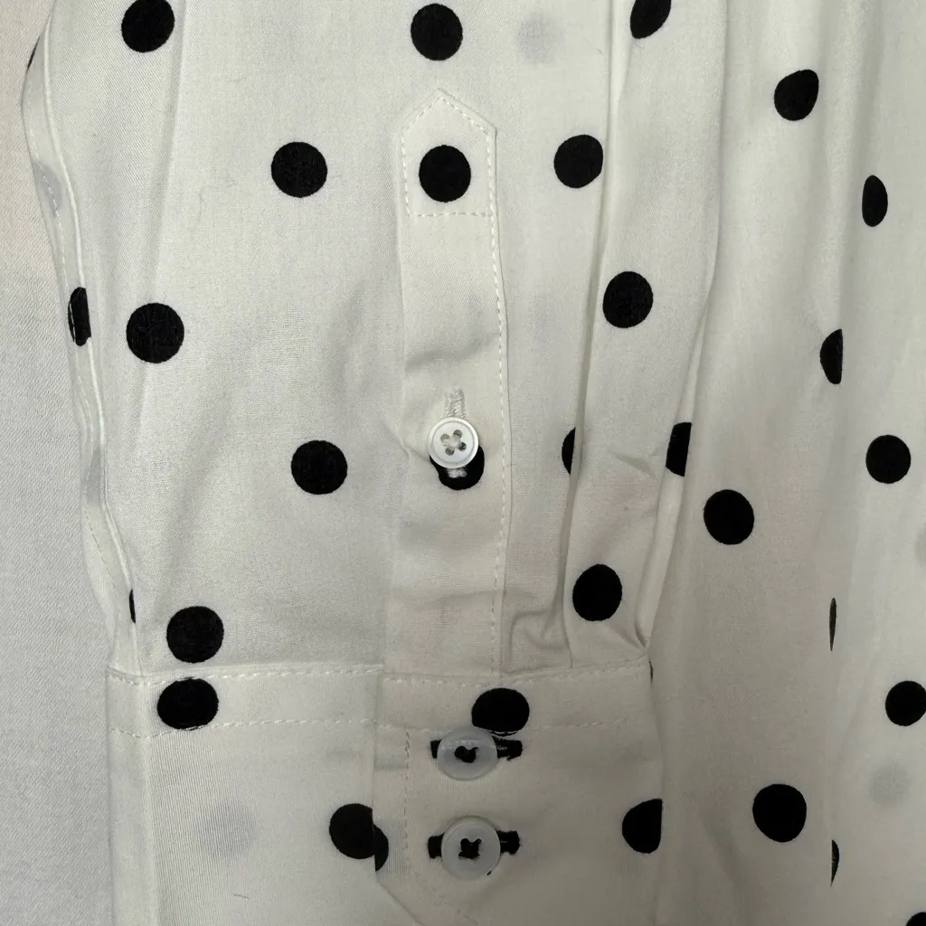 Talbots White Shirt with Black Polka Dots - Image 3