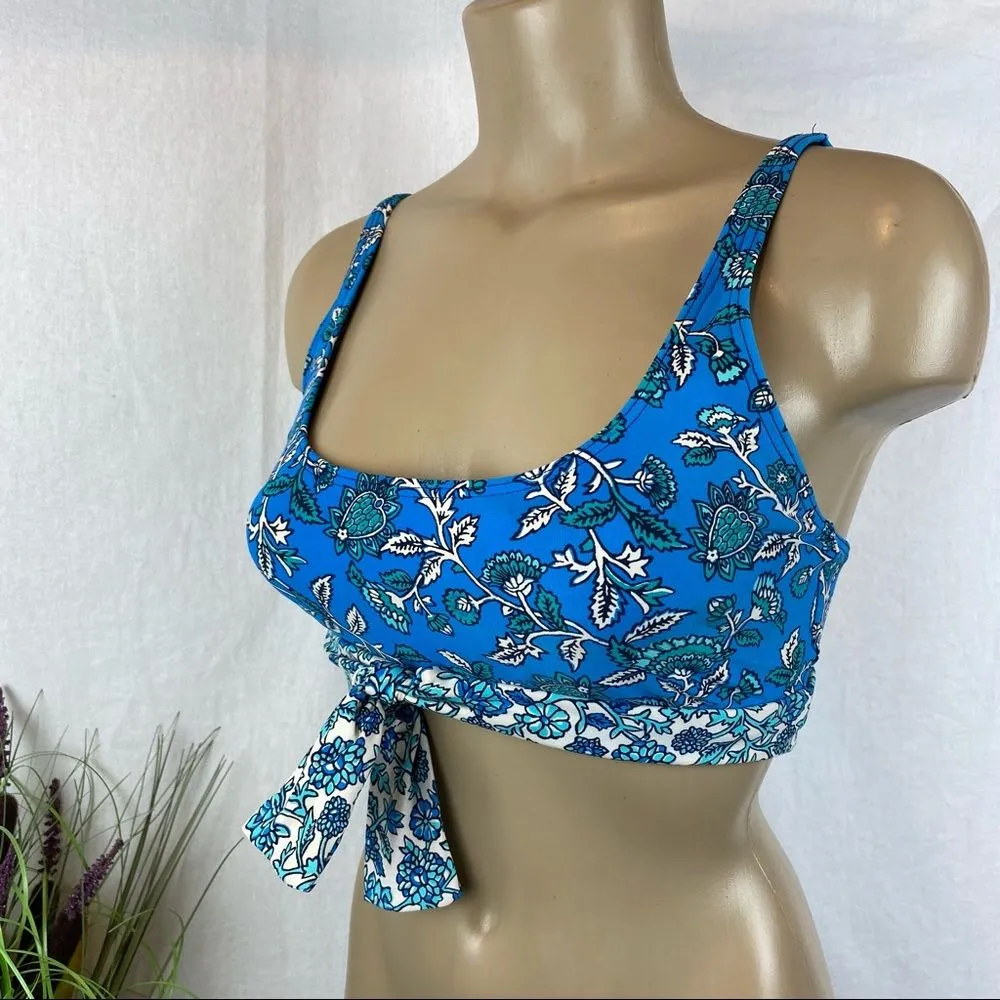 Michael Kors Blue & White Floral 2 Piece Bikini Swim Bathing Suit M L - Image 3