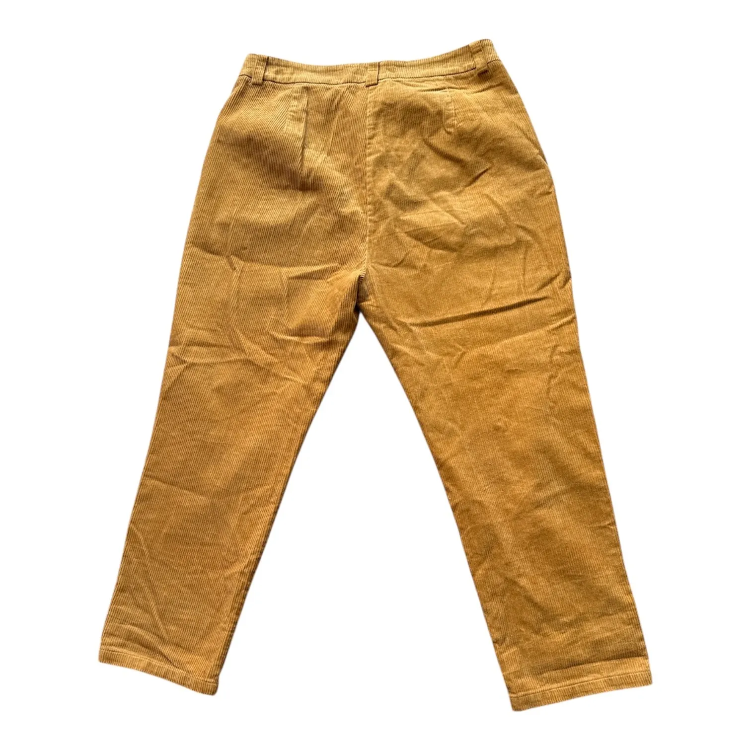 Mustard Yellow Corduroy High Waisted Pleated Trousers Pants Size 14 Gold - Image 2