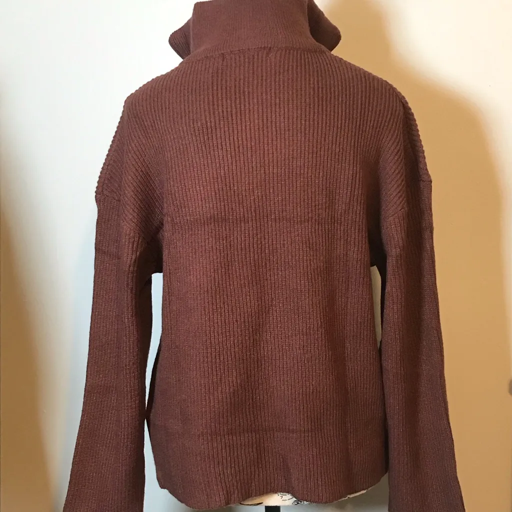 🩵NWT🩵 CHOCOLATE OVERSIZED 1/4 ZIP LONG SLEEVE SWEATER SIZE SMALL Brown - Image 4