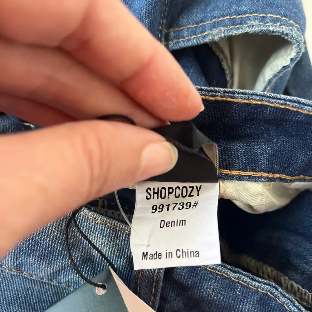 C.O.Z.Y Straight Leg Womens Jeans Size XL Denim Medium wash Light Distress New - Image 10