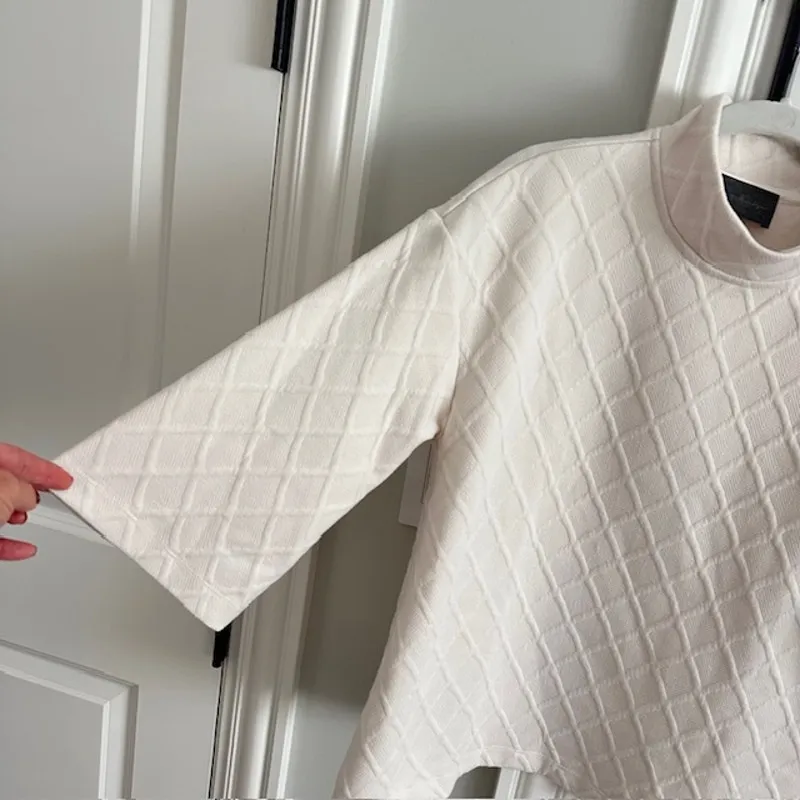 Anthropologie Sunday In Brooklyn Mollie Button Shoulder Top Mock Neck S Cream - Image 6