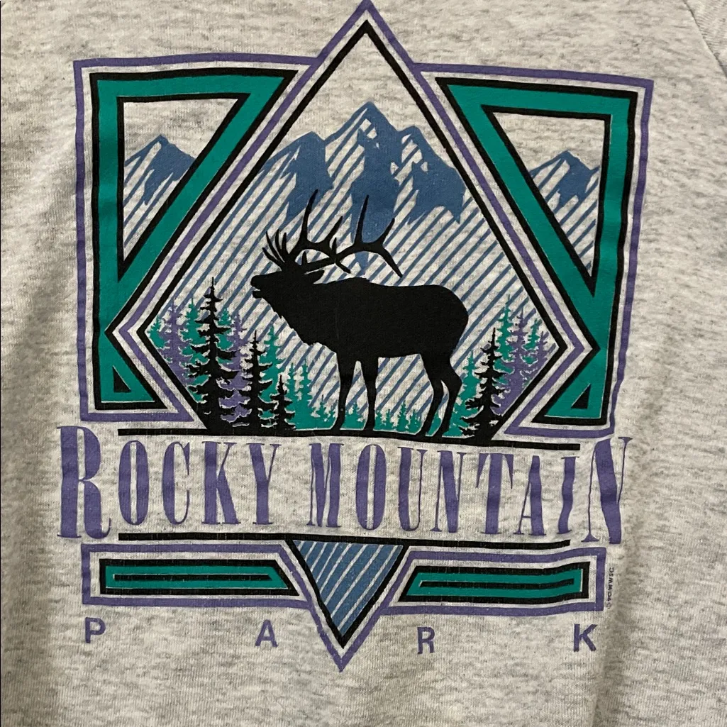 Jerzees Vintage 80s Rocky Mountain Park Grey Sweatshirt Adult Large (42-44) - Image 4