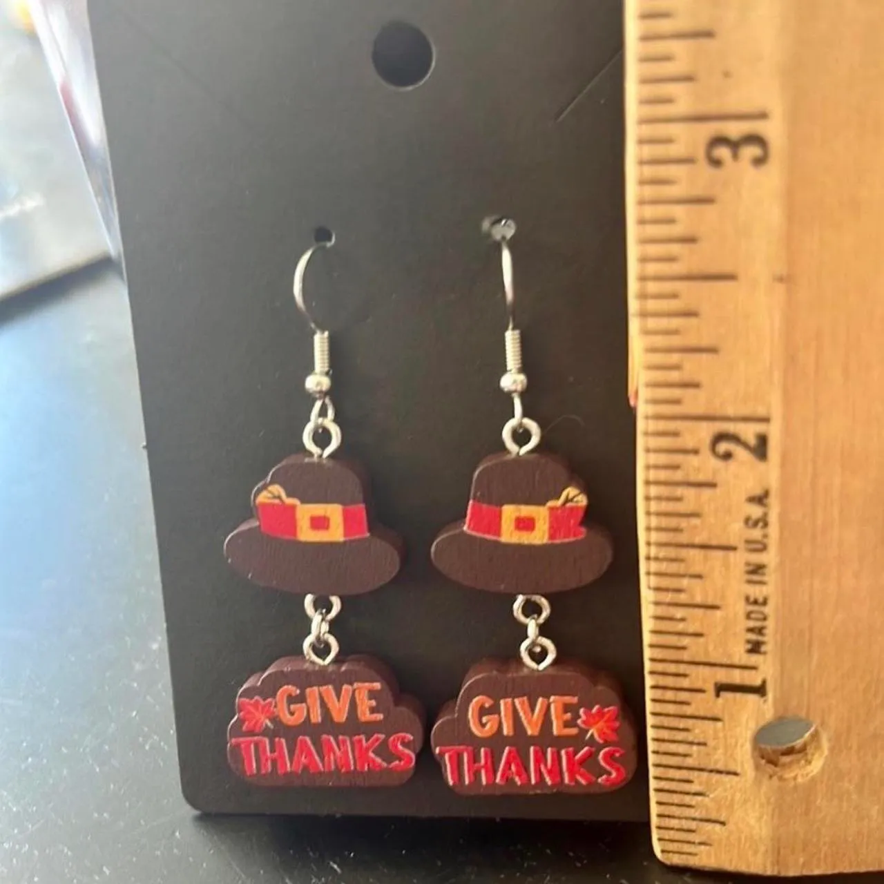Boutique Wooden Give Thanks Earrings - Image 2