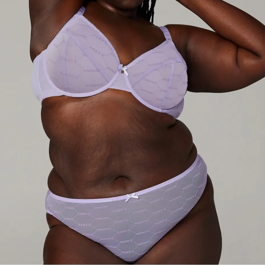 Savage x Fenty Flocked Logo Purple Lavender Unlined Bra - Current In-Store Style - Image 6