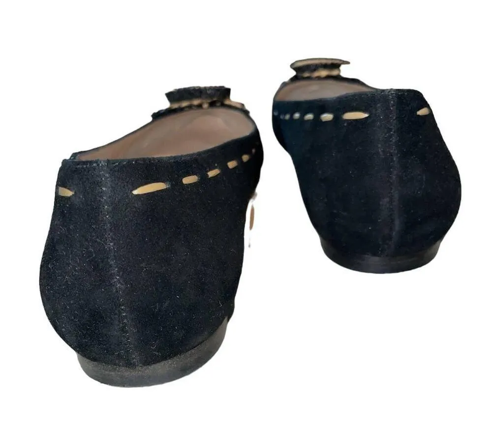 Donald J Pliner Black Bibbi Suede Leather Pointed Toe Flats Size 7 - Image 2