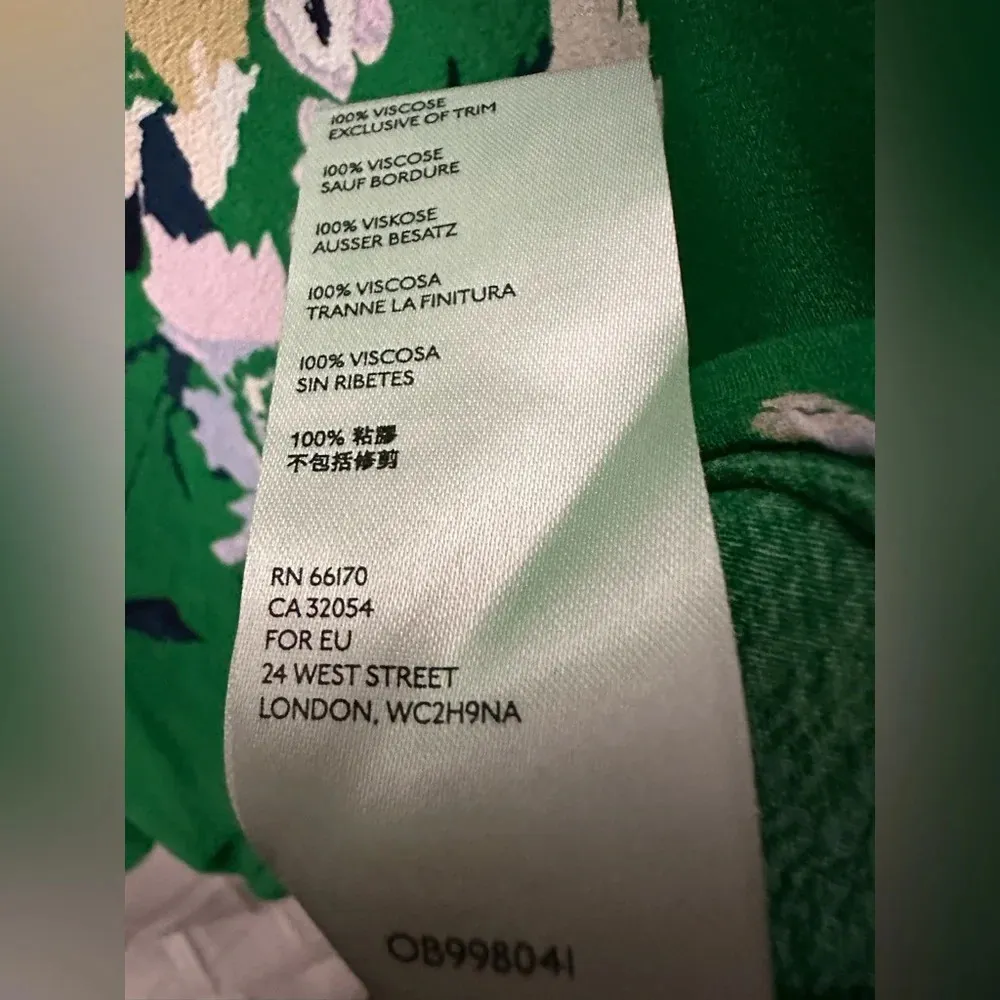 Free People Neon Garden Floral Mini Dress V-Neck Short Sleeve A-Line Sz 4 Green - Image 3