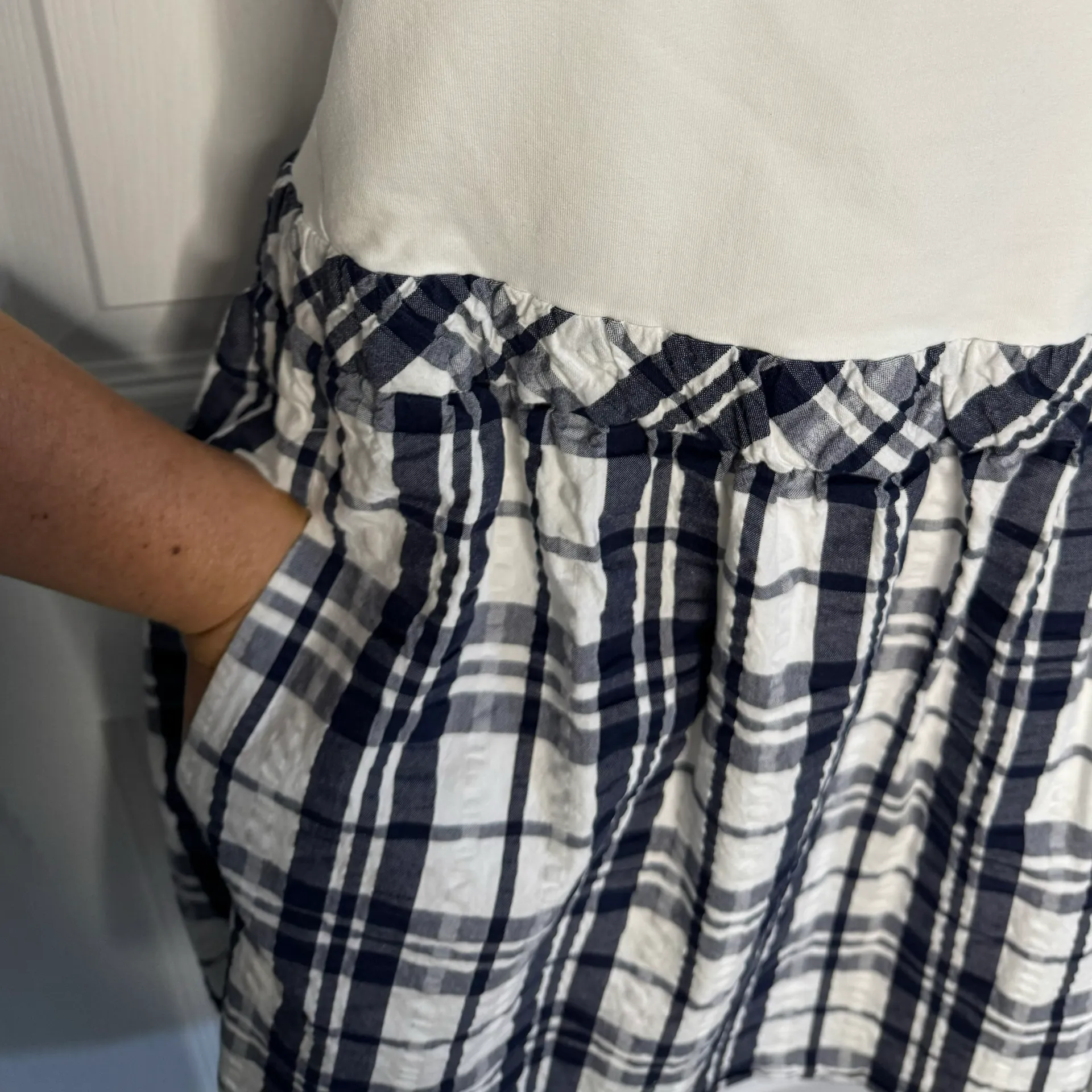 Esmeralda True Navy Sucker For Plaid Strapless Dress - Image 7