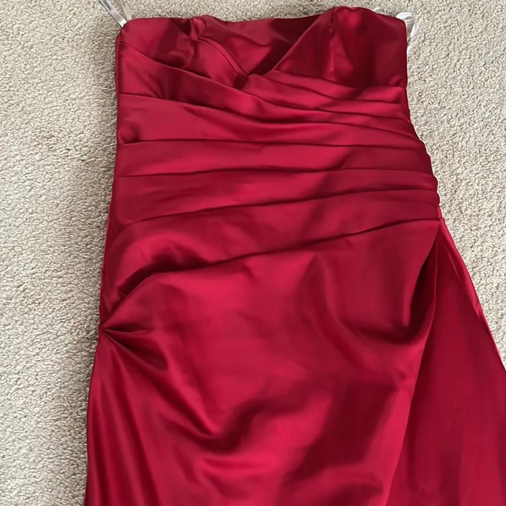 David’s Bridal Strapless Ruched Stain Formal Ball Gown Bridesmaid Dress - 12 - Image 3