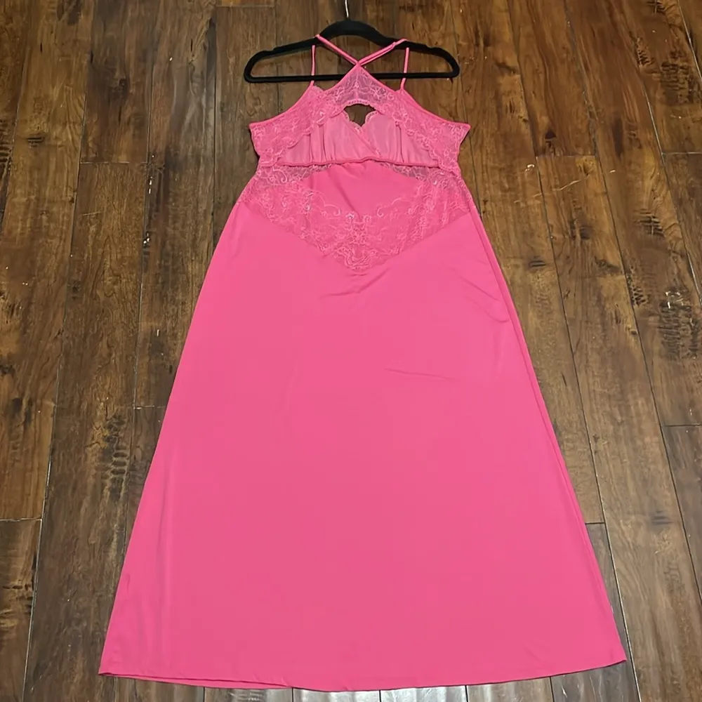 INC Lingerie Lace Trim Cutout Back Chemise Nightgown Foxy Pink Size XL - Image 13