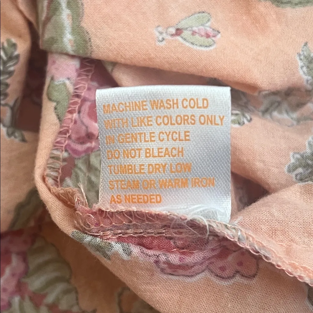 La Cera Cotton Print Pj Set in Peach Size Large Pink - Image 14