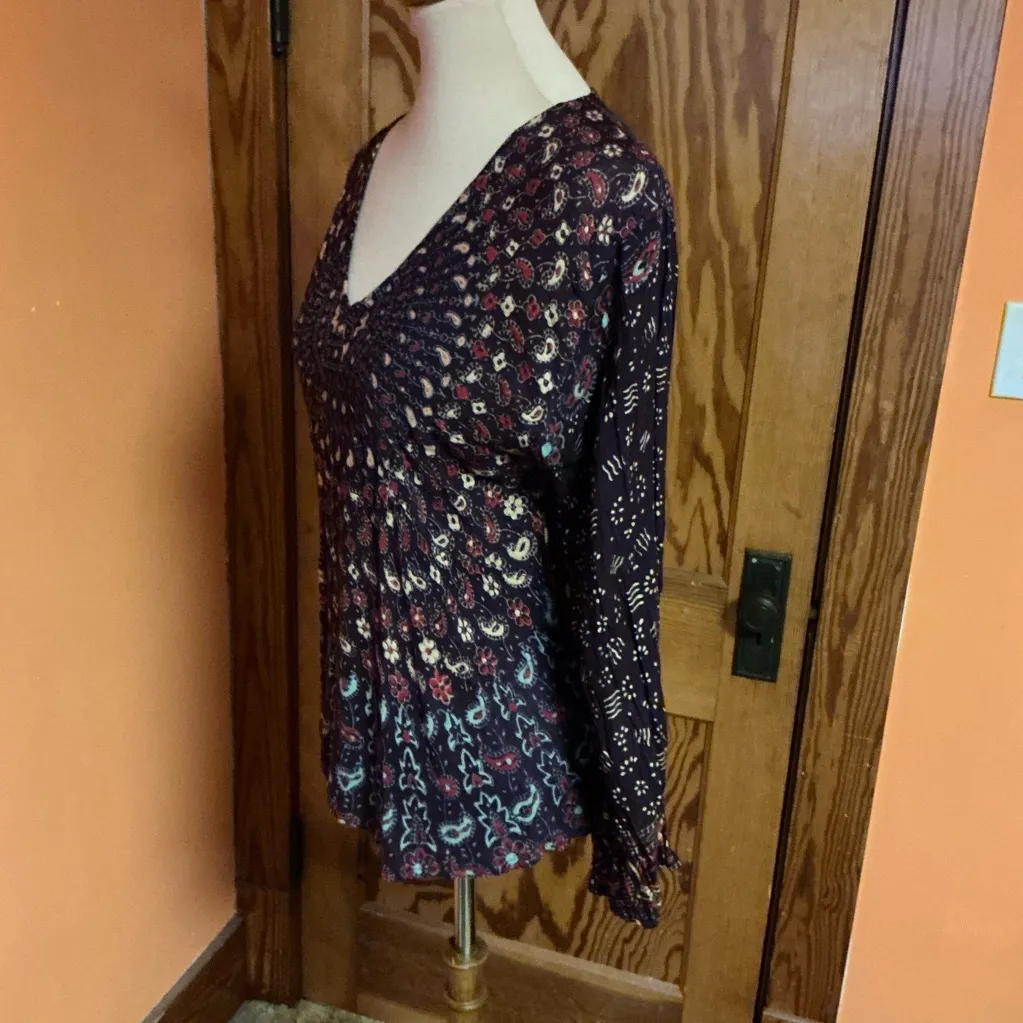 Vtg Hippie chic ethnic bell sleeve blouse Size XL - Image 12