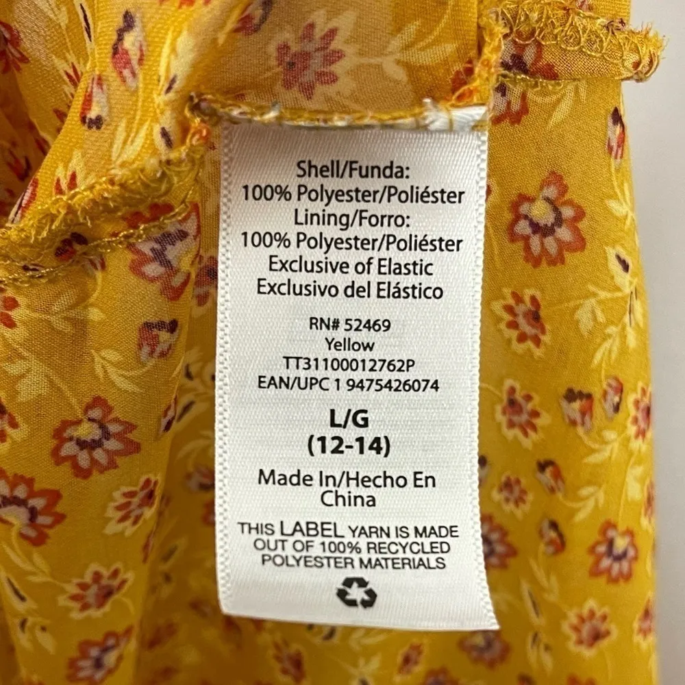 Time & Tru Large Cottagecore Floral Smocked Blouson Flowy Boho Midi Dress Yellow - Image 9