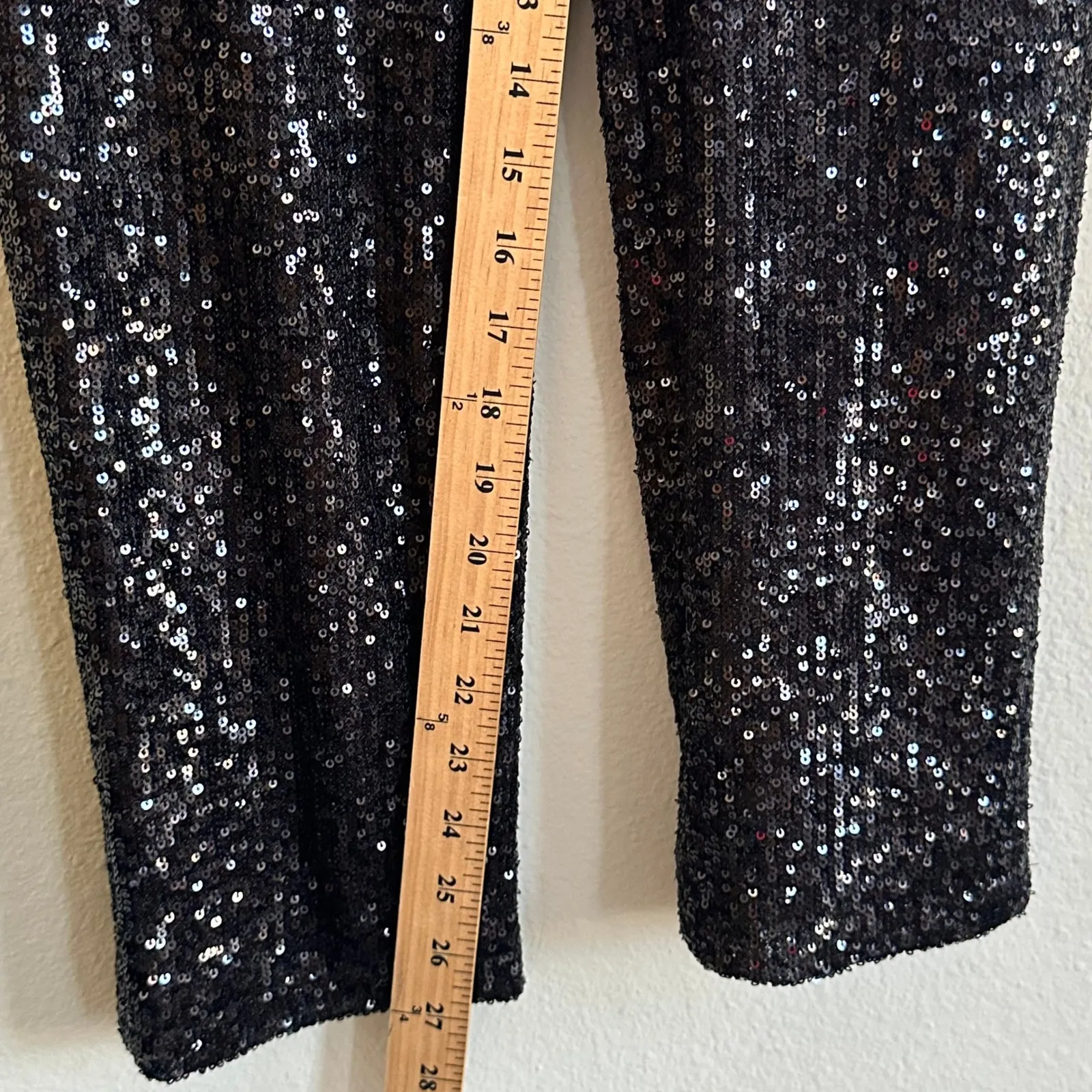 Ramy Brook Black Sequin Pants Pull‎ On Style Size Medium M Pockets Party Event - Image 12