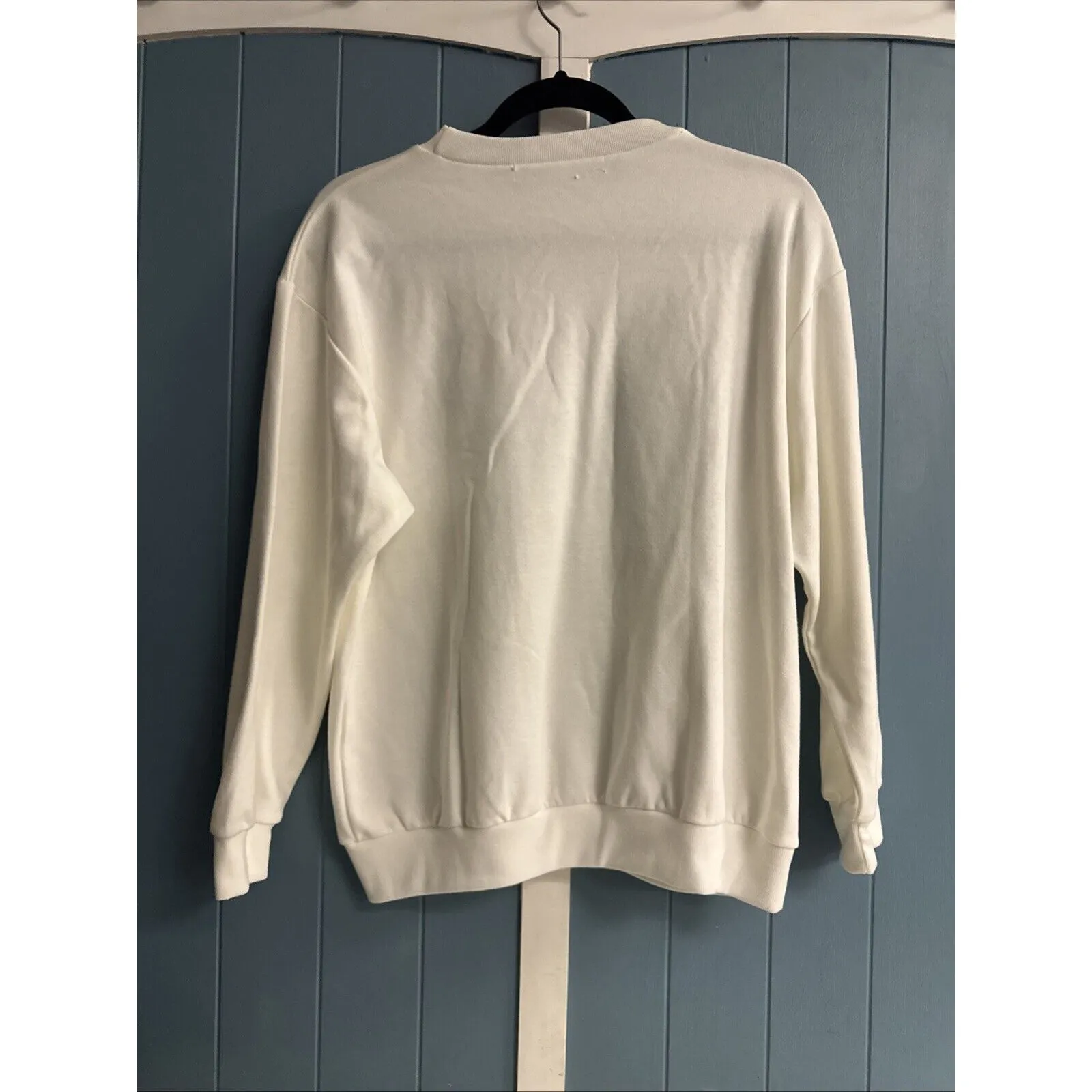 Grannycore Sweatshirt Women’s L Distressed Western Floral Festive Grandma Style White Size L - Image 7