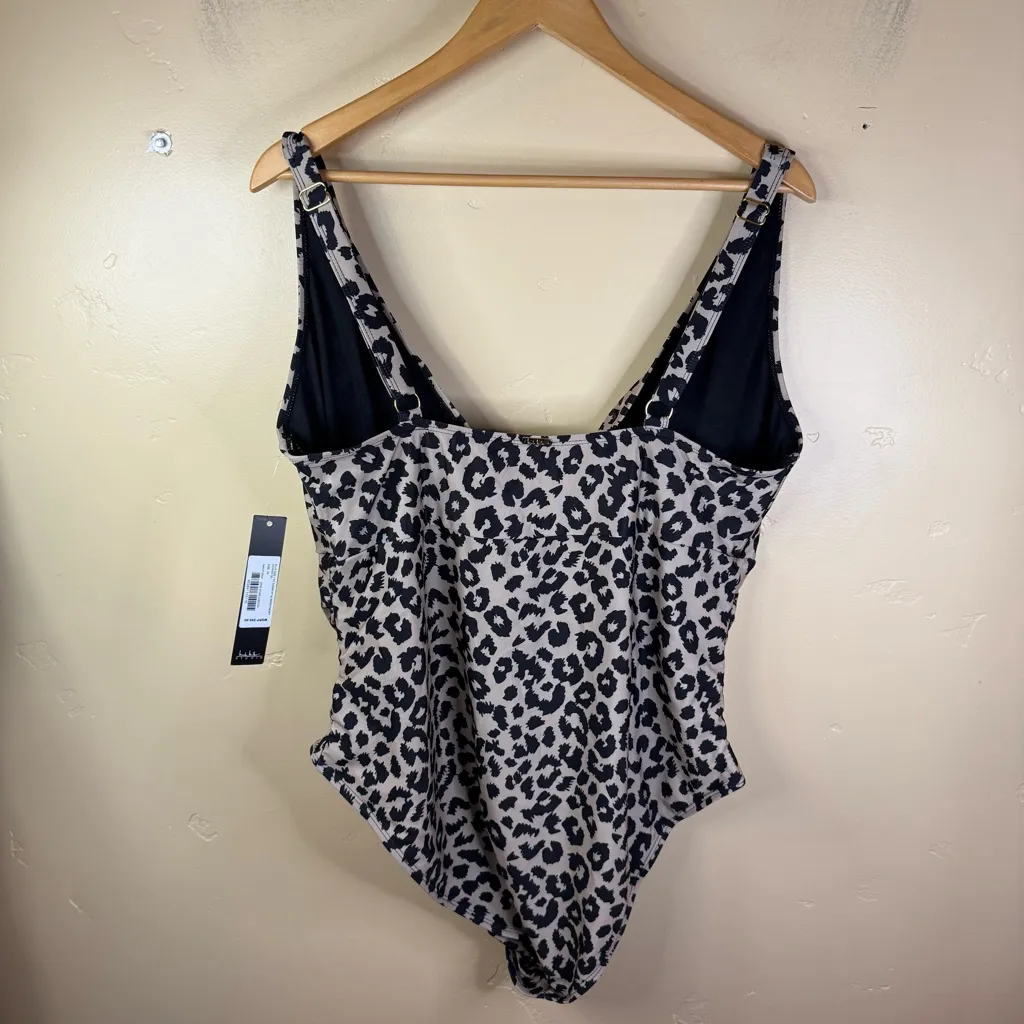 NWT Nicole Miller 2X One Piece Cheetah Print Sand‎ Stone Color Swimsuit Travel - Image 5