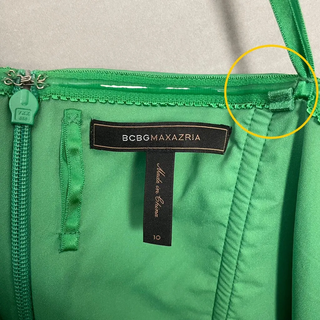 BCBGMaxAzria Strapless Dress‎ Brooch Larre Kelly Green Sz 10 Cocktail Homecoming - Image 13