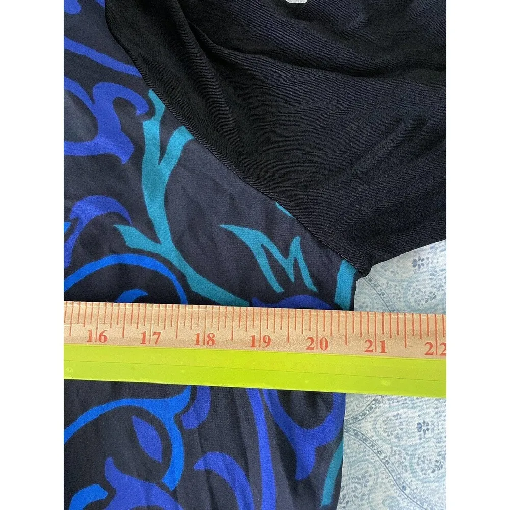 Chicos 2 Travelers Drape Sweater Blue Black Floral Slinky 3/4 Sleeve Size 12 - Image 11