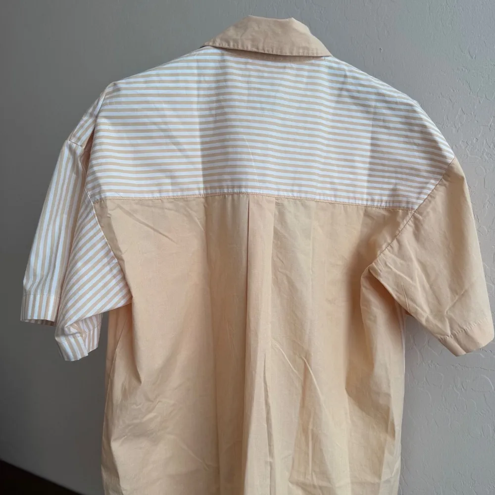 Abercrombie & Fitch Womens S Oversized Poplin Button-Up Colorblock Stripe Preppy - Image 4