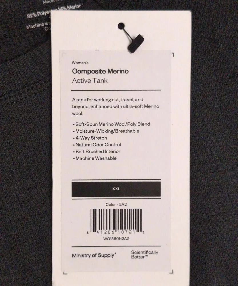 NWT Ministry of Supply Black Composite Merino Active Tank Sleeveless Crew XXL - Image 6