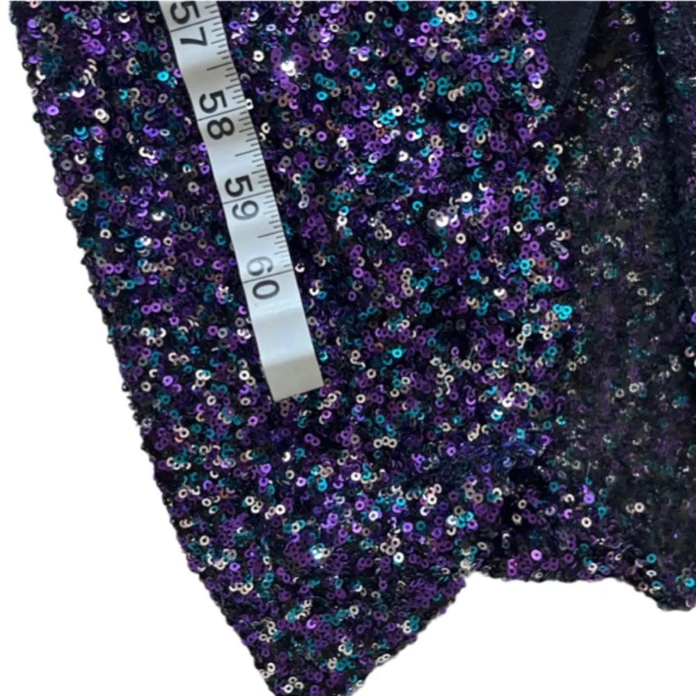 Alyce Paris STRAPLESS sequined high low evening gown multicolor prom formal - Image 5