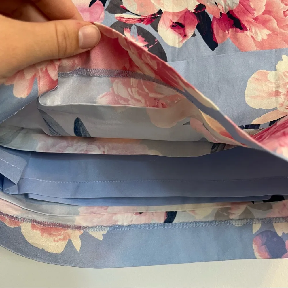 women’s size small floral ruched mini skirt purple pink periwinkle NWT - Image 7