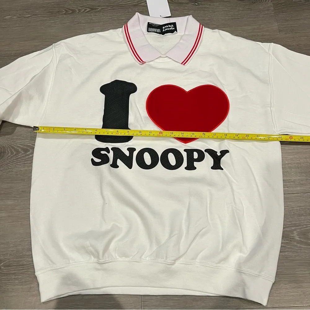 snoopy peanuts white long sleeve sweater tee shirt Size L - Image 4
