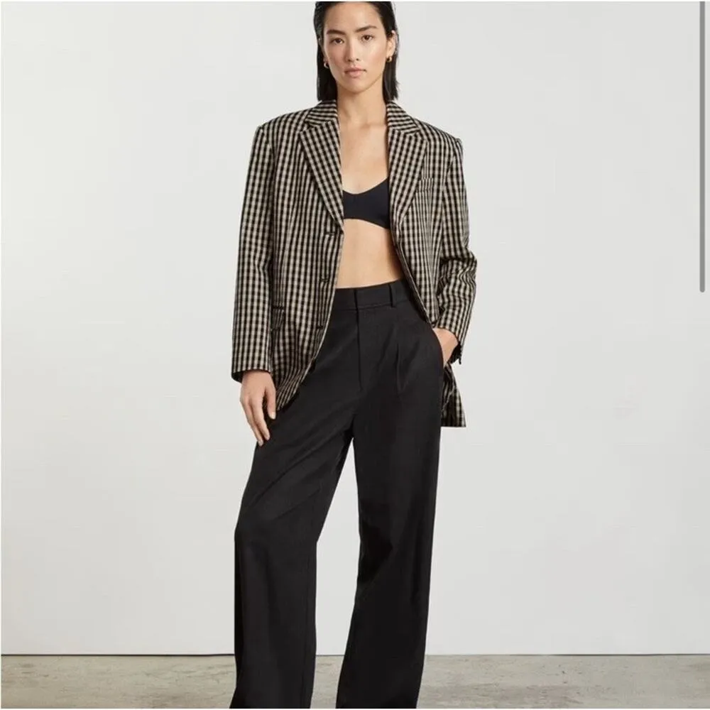 Everlane The ’80s Blazer Khaki Black Check Print Oversized Women's‎ Size 4 NWT - Image 2