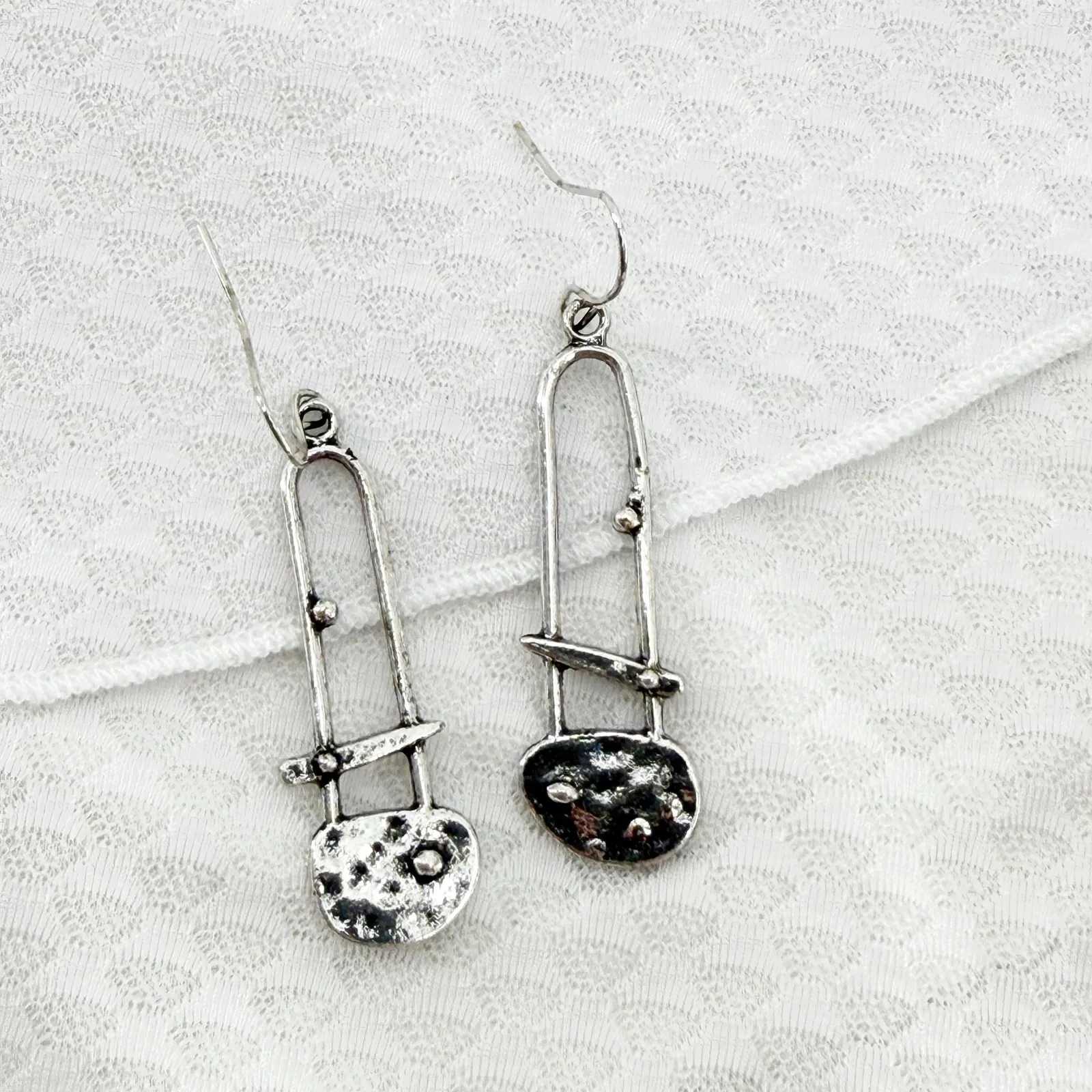 Silver Safety Pin Earrings, Bohemian Jewelry, Grunge - Image 4