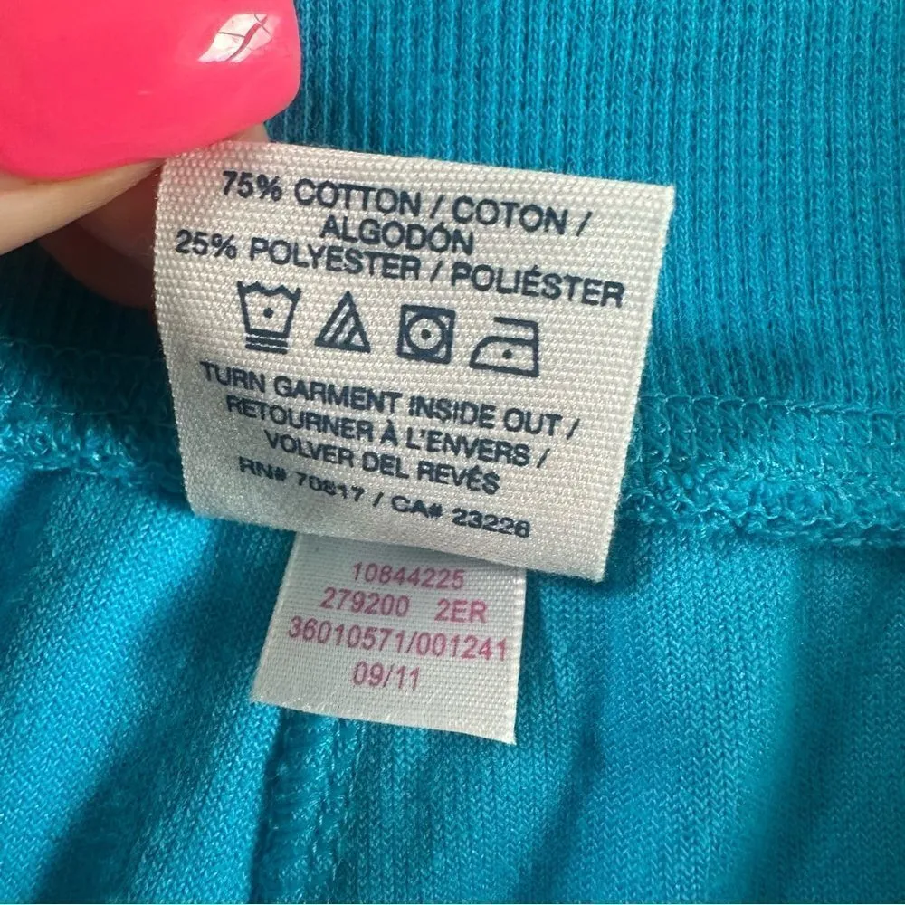 Y2K PINK VS Large Blue Velour Flare Blue Bling Track Sweatpants Plush 2000’s VTG - Image 6