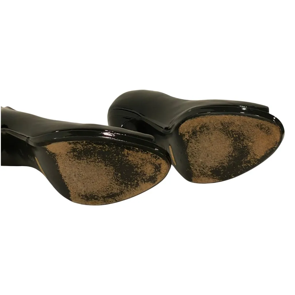 Cole Haan Pumps 9.5 Heels Classic Patent Leather Retro Peep Toe Nike Air Comfort - Image 15