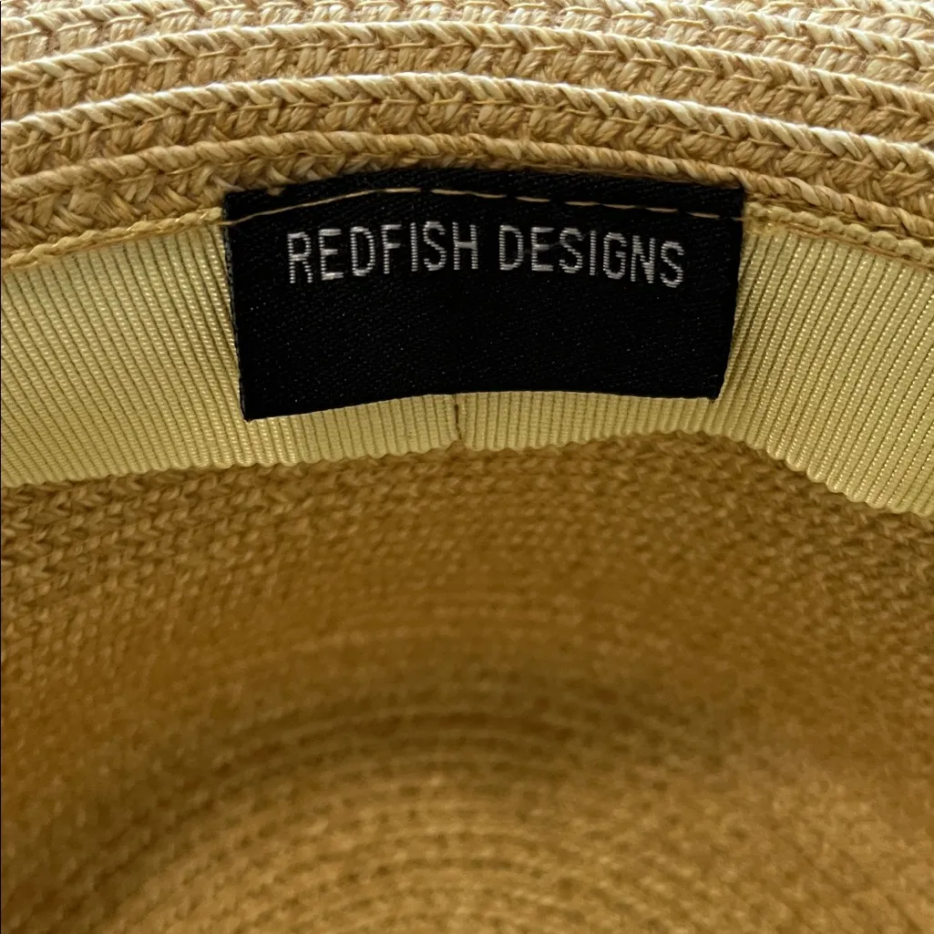 Redfish Designs Woven Paper Cotton Hat w/ Brown Fabric Bow Tan - Image 10