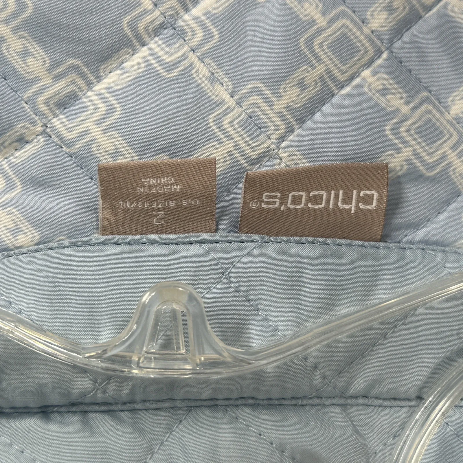 Chico's  Quilted‎ Jacket Womens Large Light Blue Button Front Lightweight Cottage - Image 7