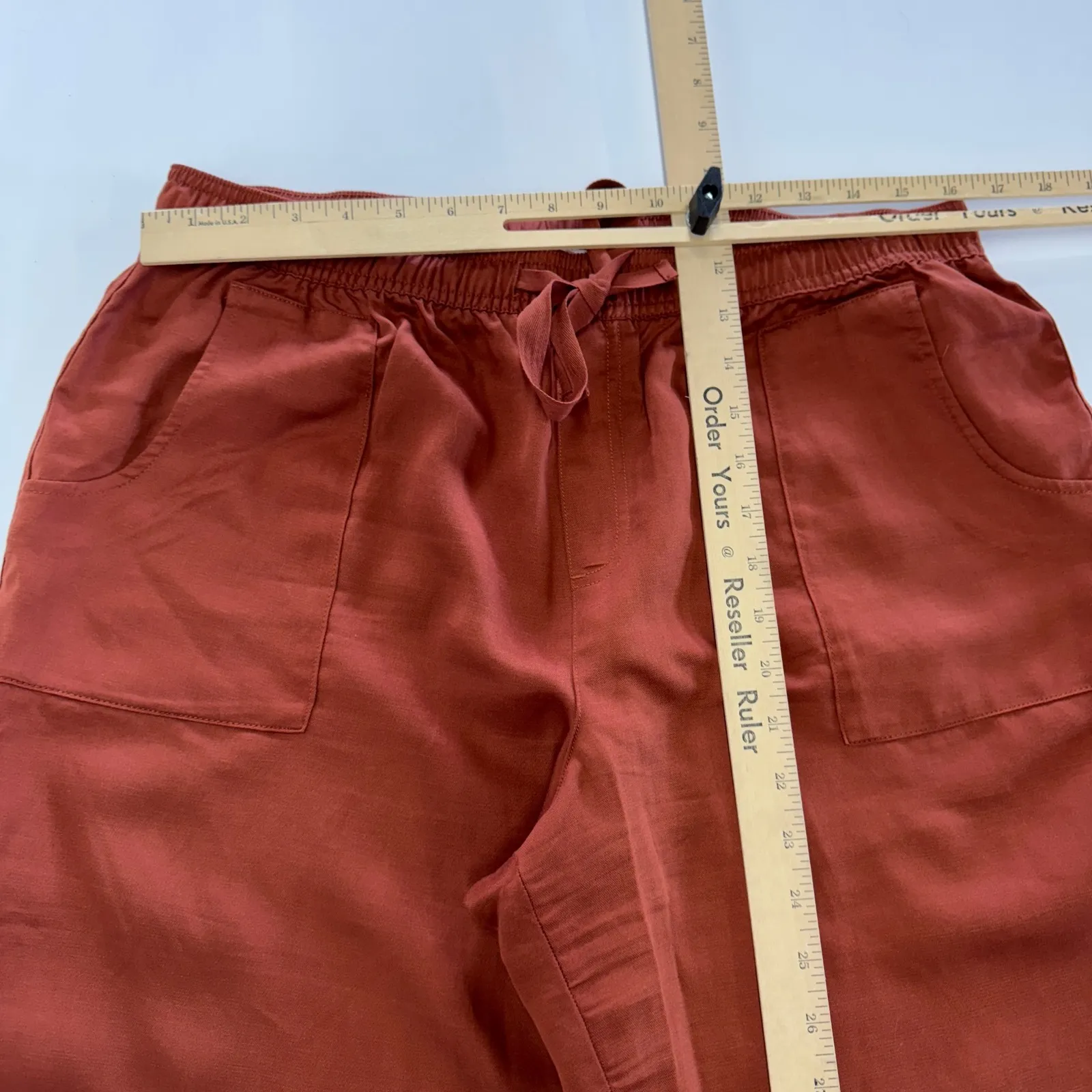 Industry Pants‎ Womens Large Orange Linen Blend Wide Leg Drawstring Pockets Brown Size undefined - Image 5