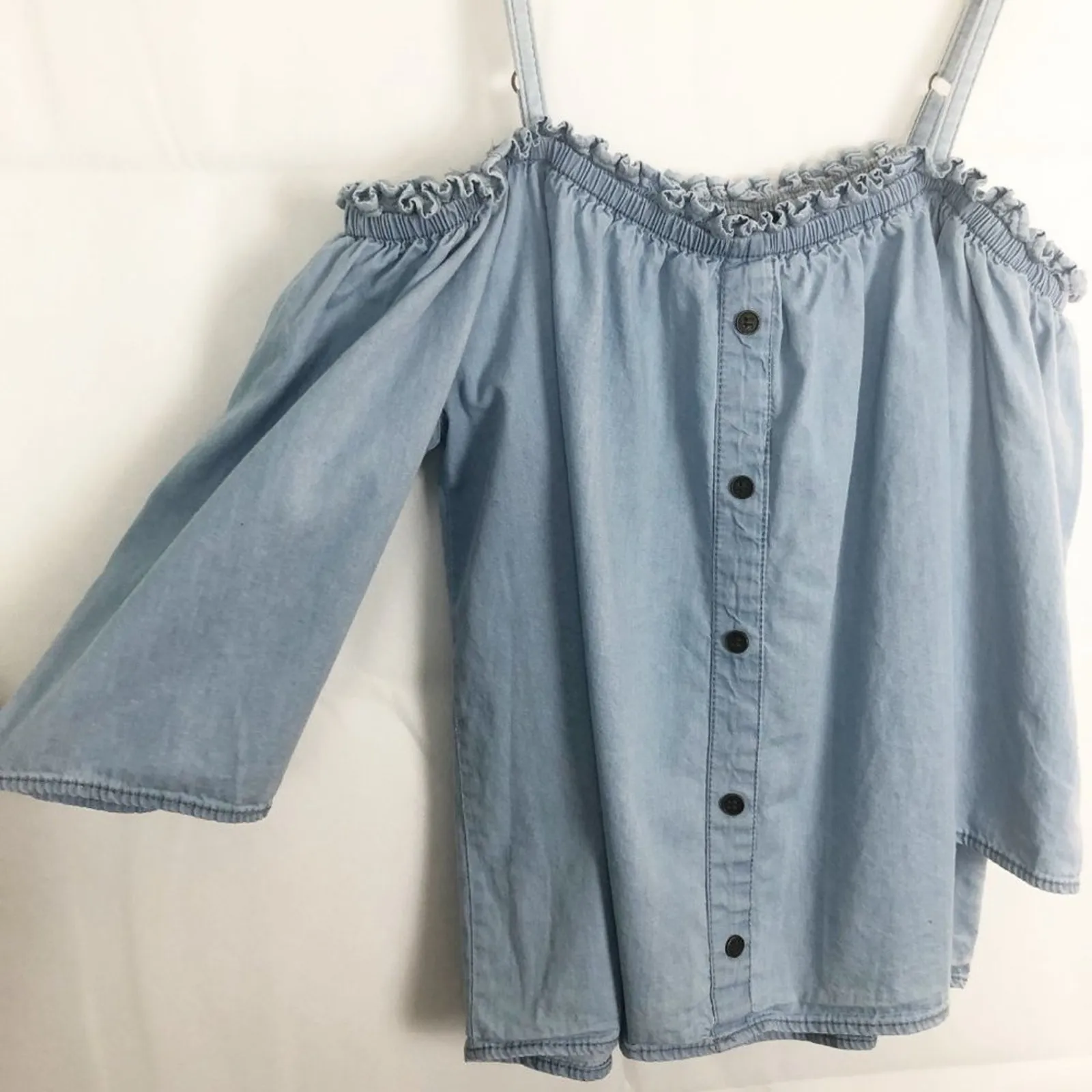 New Glory I Strap Cold Shoulder Denim Top - Image 6