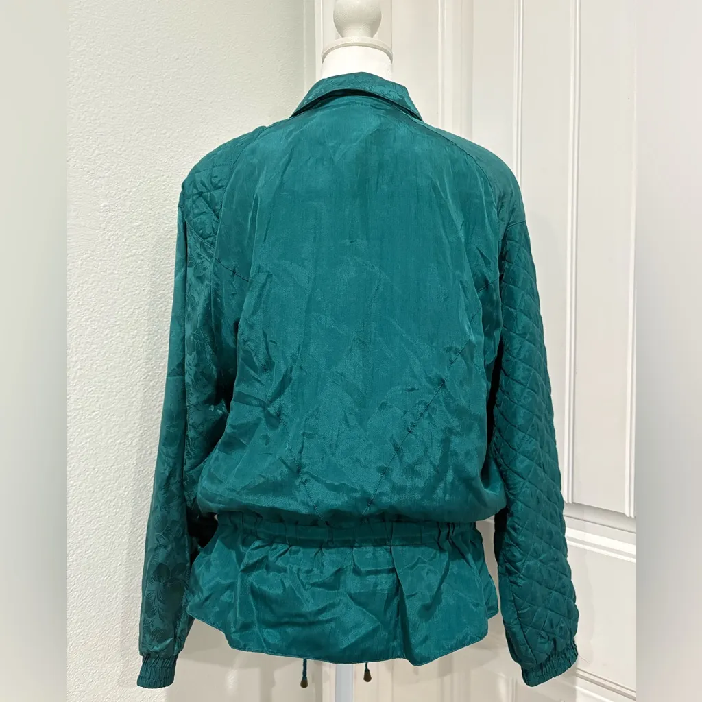 Lavon Vintage Teal Bomber Jacket Size M - Image 2