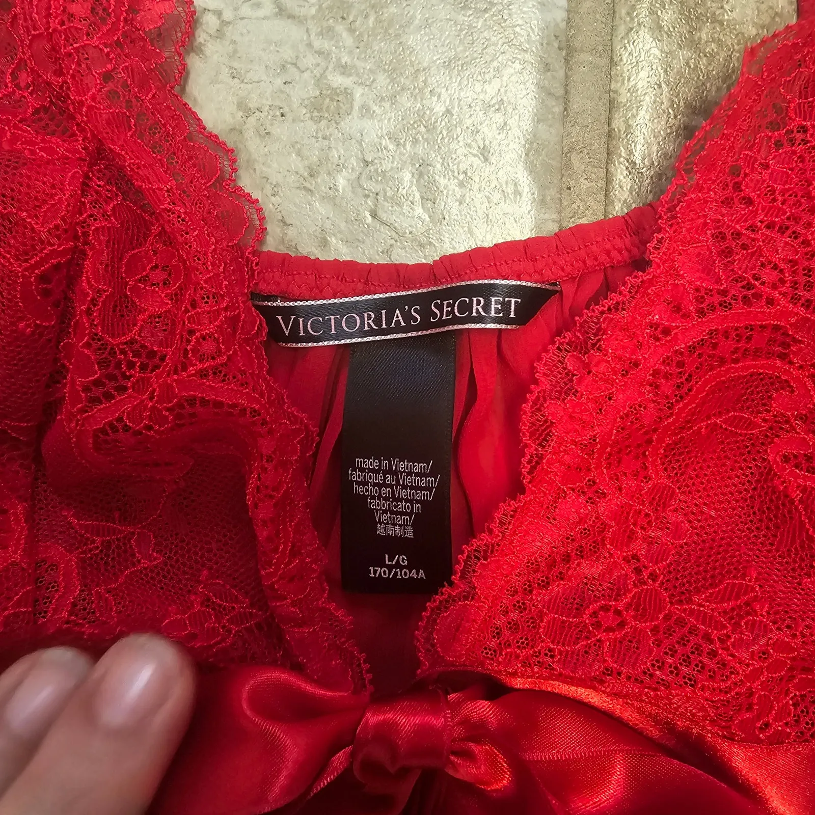 Victoria's Secret Sexy Pleated Babydoll Nightgown Size Large Lingerie Red Lace - Image 5