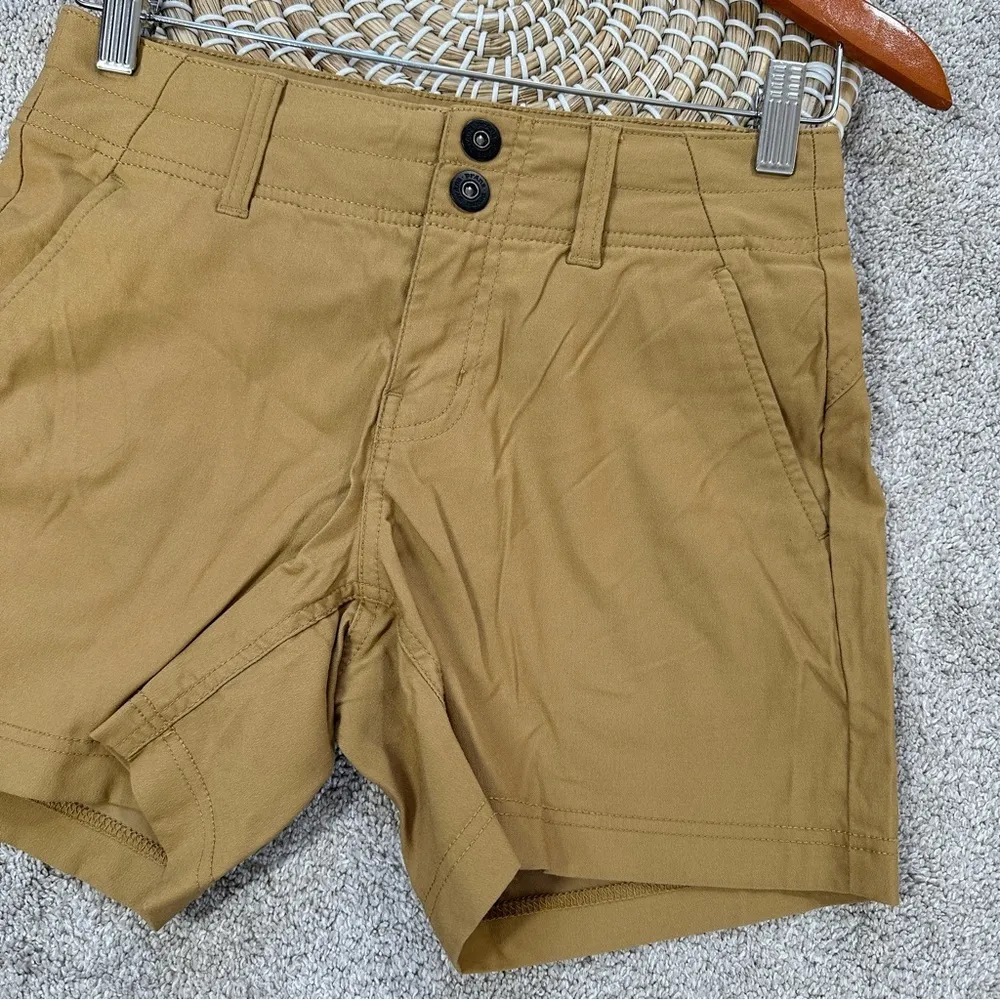 Prana Women’s Alana Short 5” Mid Rise Outdoor Hiking UPF 50+ Mustard Brown 4 - Image 4