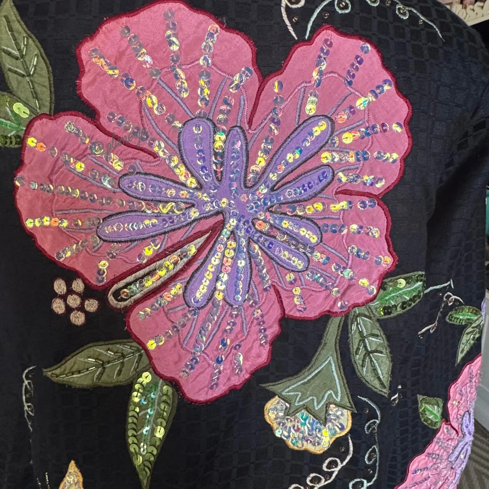 Vintage Draper's & Damon's Floral and Sequin Embroidered Jacket Size M Black Size M - Image 3