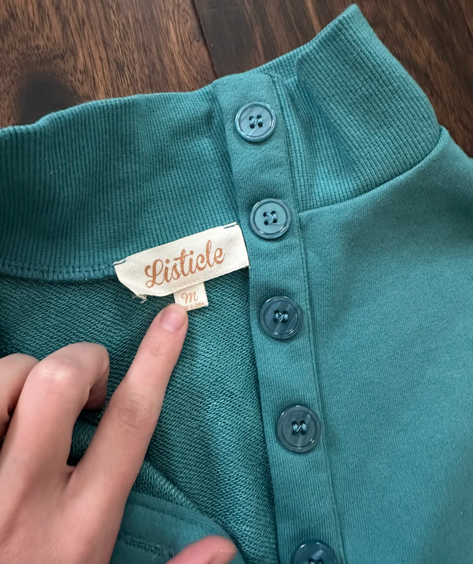 Listicle Teal Henley Terry Lounge Sweat Shorts Set - Image 2