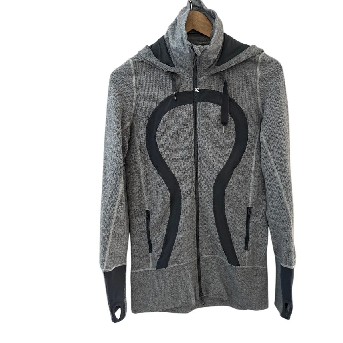 Lululemon Brushed Stride Jacket Ghost Heathered Coal Herringbone / Coal Size 6 - Image 4