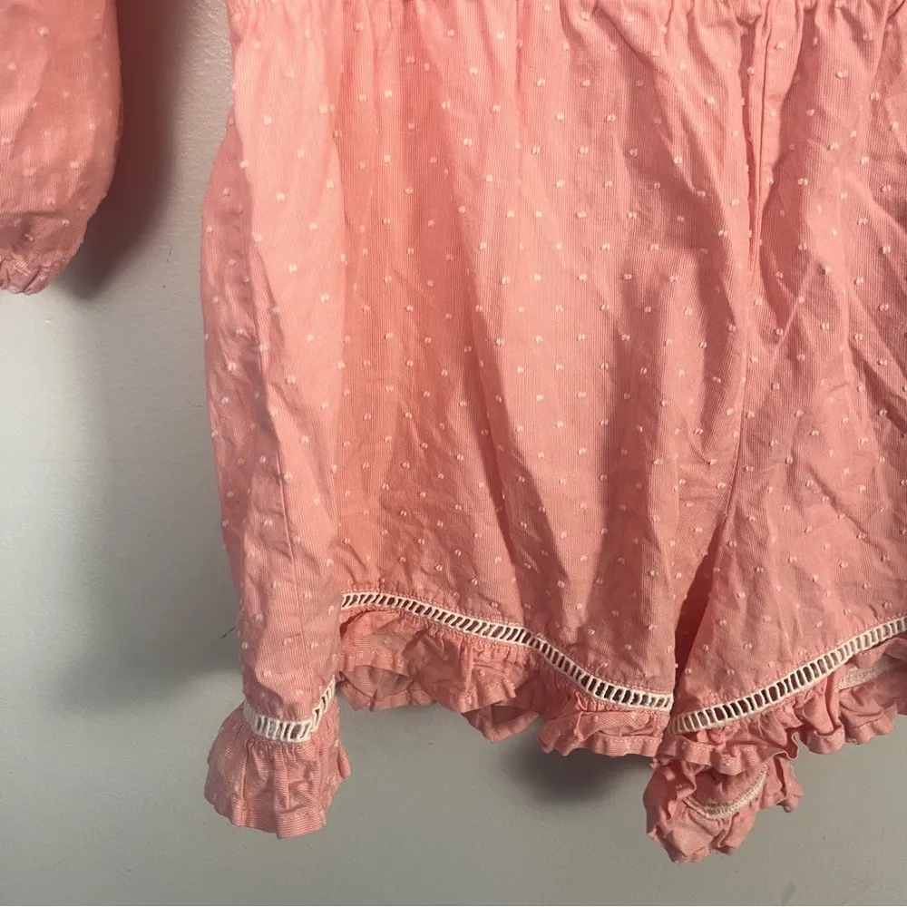 Victoria's Secret Pink Textured Dot Off Shoulder Romper Shorts  size large - Image 6