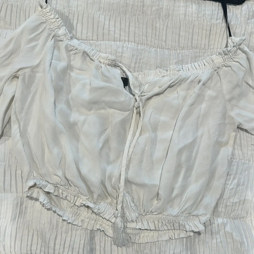 MOVING SALE - Forever21 Contemporary Off shoulder Boho Tassel Top - Image 4