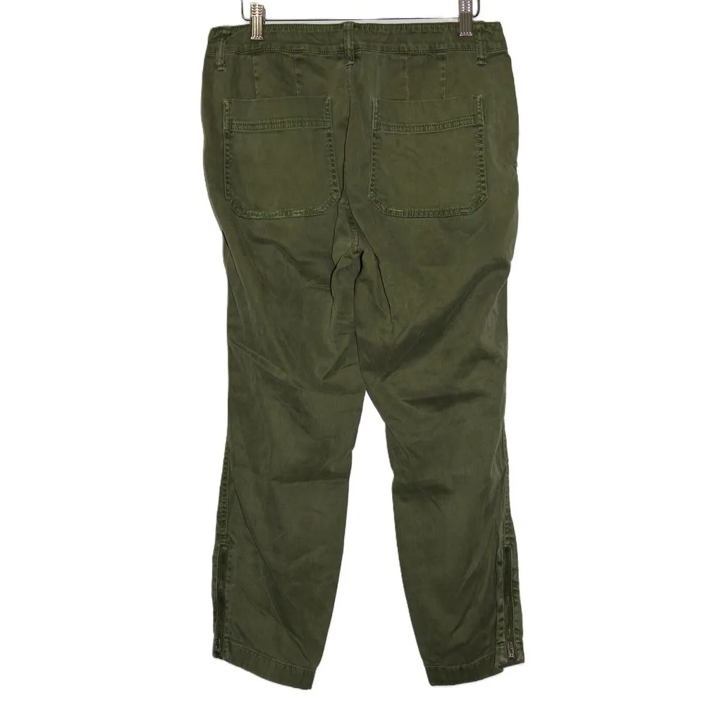 Womens J. Crew F9641 Army Green Cotton Ankle Zip Boyfriend Chino Pants Size 29P - Image 2