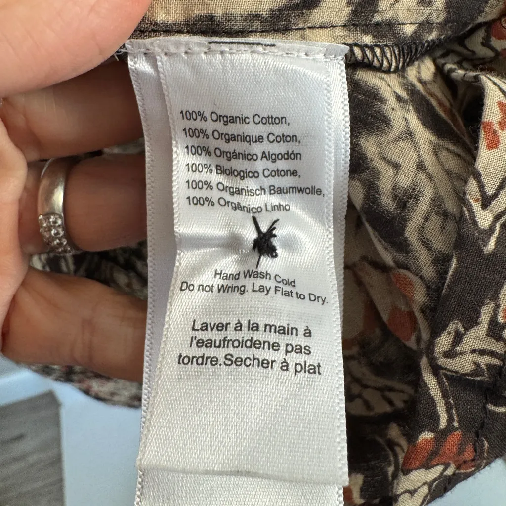 Emerson Fry Lucy Lake Ling Sleeve Maxi Dress Thalia Organic Block Print Sz XS Black - Image 8