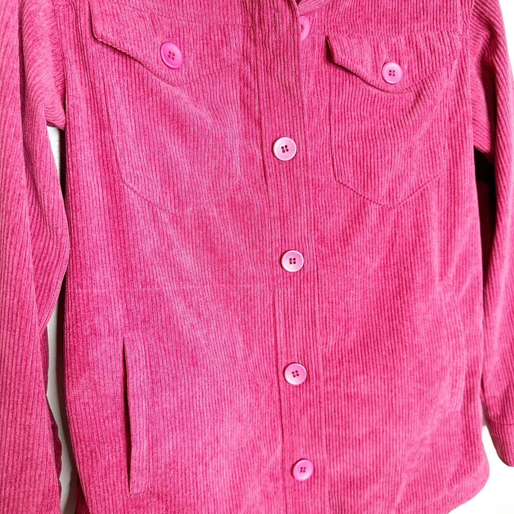 Avec Les Filles Womens Jacket Shirt Shacket Button Front Corduroy Pink Size XS - Image 3