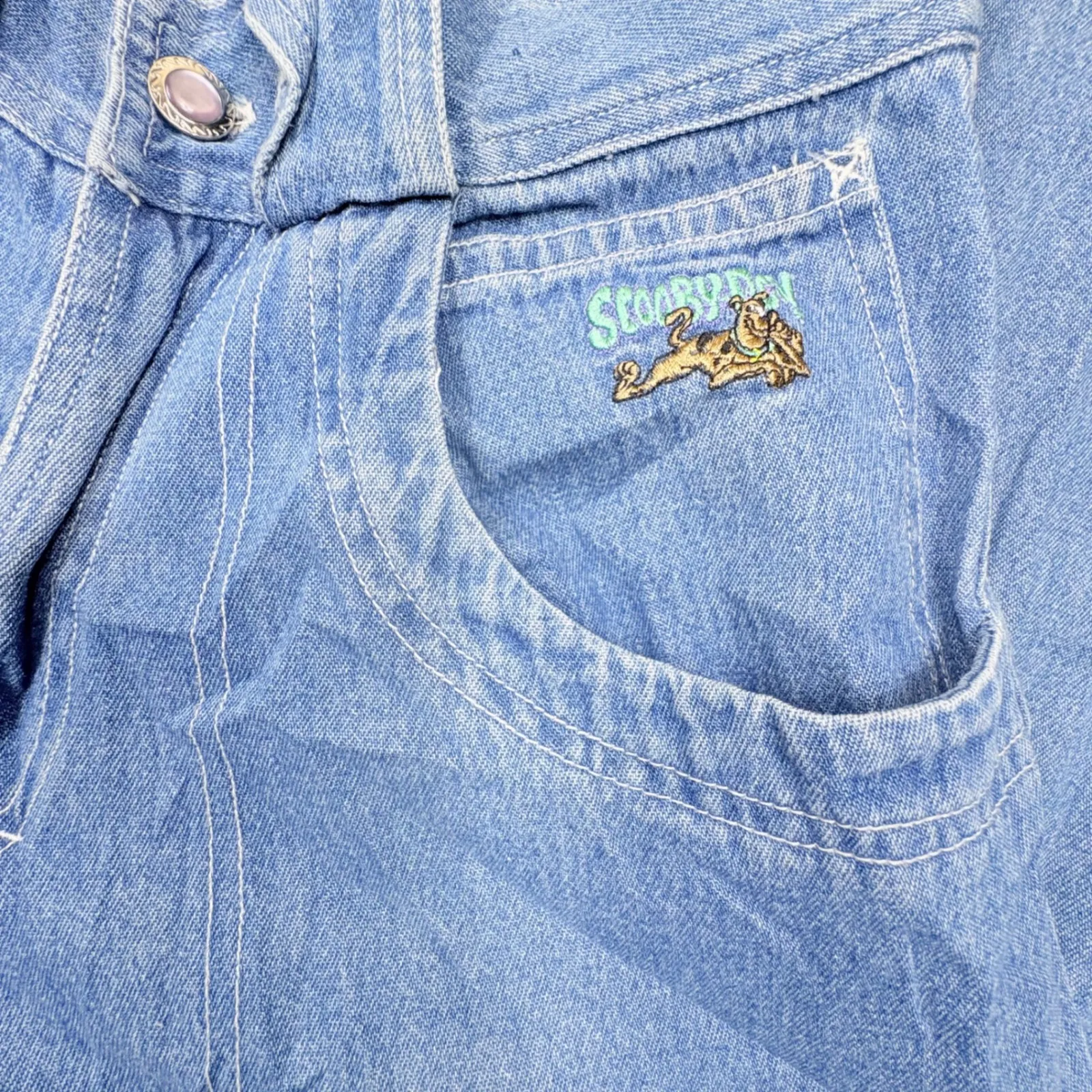 Y2K Scooby Doo Cartoon Network Wide Leg Low Rise Jeans Womens See Measurements Blue Size undefined - Image 2